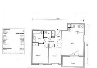  Appartement � vendre 3 pi�ces 64 m�