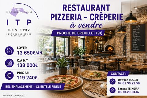 BELLE PIZZERIA CR&Ecirc;PERIE DANS UNE BELLE VILLE DE L'ESSONNE PROCH 119240 91650 Breuillet