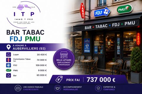 BEAU BAR TABAC FDJ PMU DANS UNE VILLE DYNAMIQUE DE SEINE SAINT D 737000 93000 Bobigny