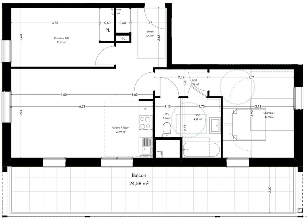 T3 neuf - terrasse sud 24m2
