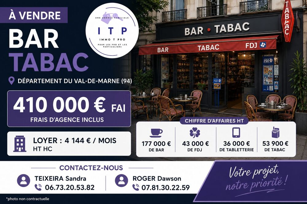   BEAU BAR TABAC FDJ DANS UNE BELLE VILLE DU VAL-DE-MARNE (94) 