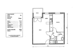  Appartement � vendre 2 pi�ces 44 m�