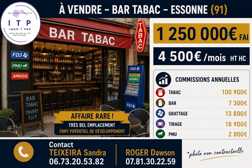   MAGNIFIQUE BAR TABAC FDJ PMU SUR AXE TRÈS PASSANT DE L'ESSONNE 