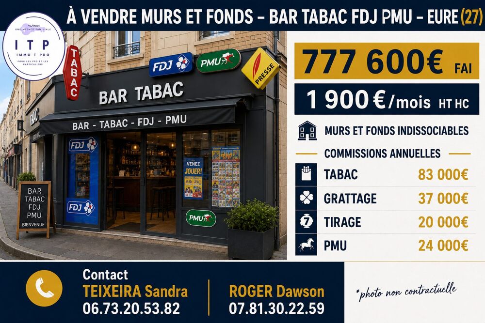   MAGNIFIQUE BAR TABAC FDJ PMU MURS ET FONDS PROCHE DES ANDELYS (2 