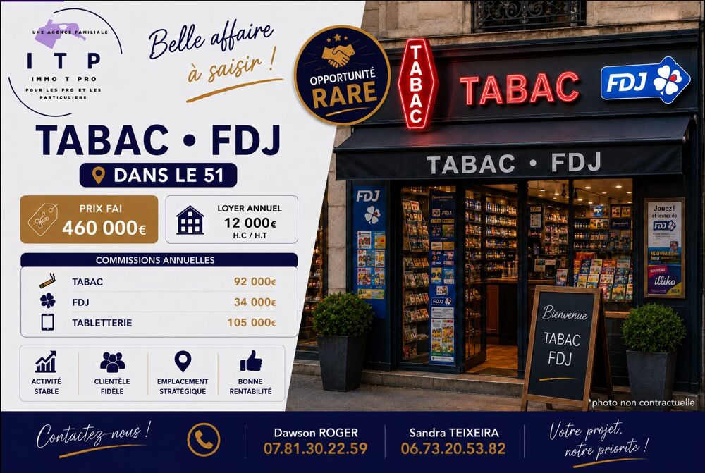   MAGNIFIQUE TABAC FDJ DANS LA PERIPHERIE DE REIMS (51) 