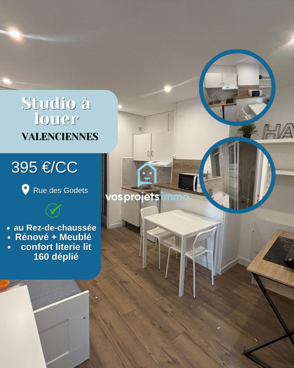 Logement meublé rdc & équipé rue des godets