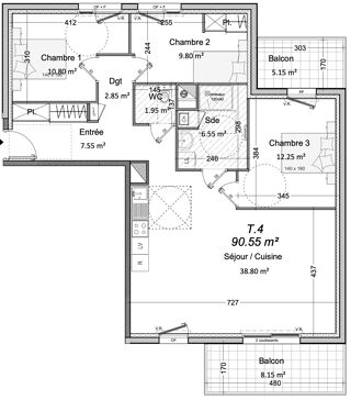  Appartement � vendre 4 pi�ces 91 m�