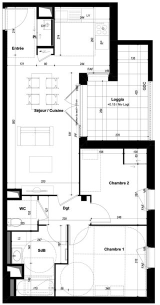  Appartement � vendre 3 pi�ces 61 m�