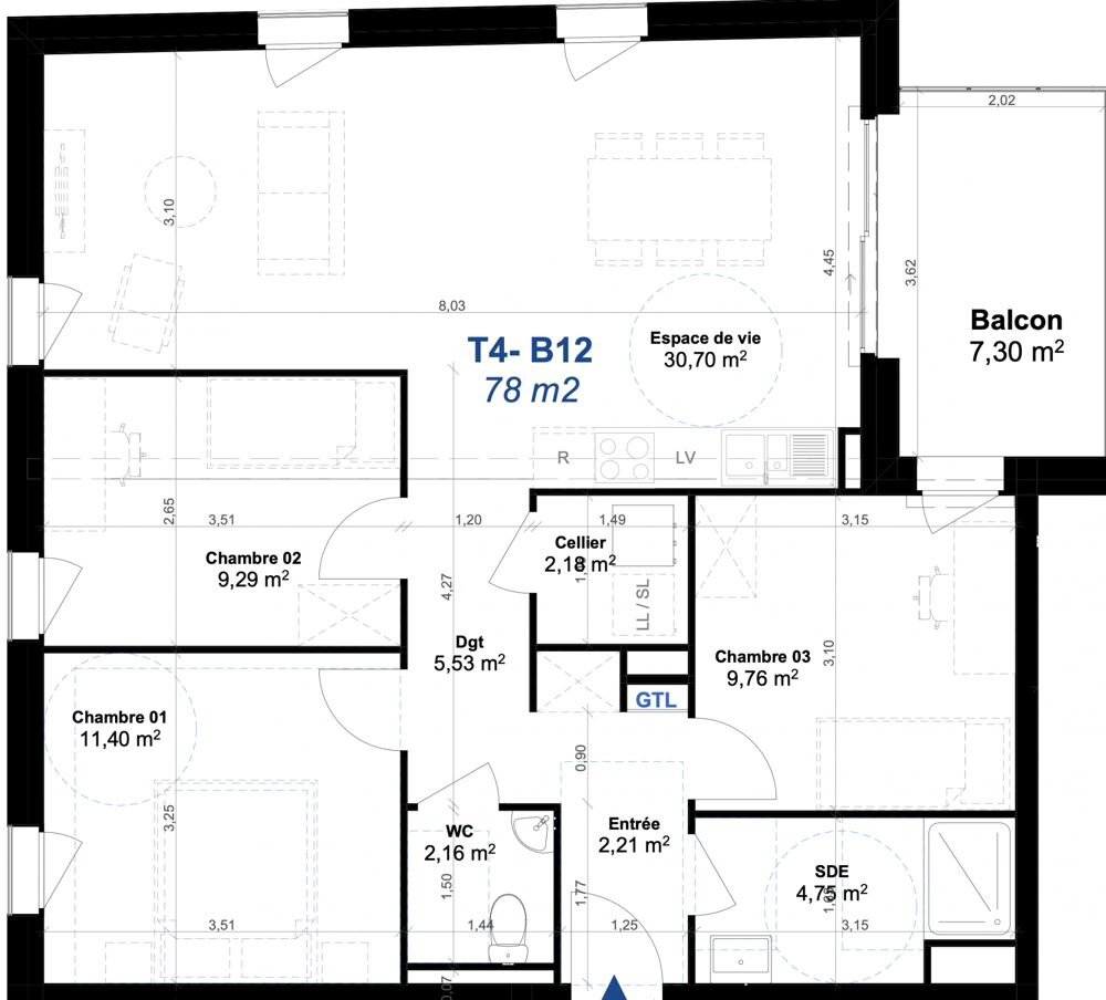 Vente Appartement Beau T4 exposé sud Theix-noyalo