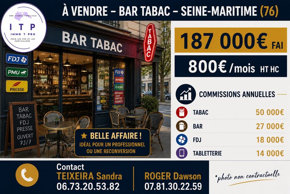   BEAU BAR TABAC FDJ DANS UNE VILLE DE SEINE MARITIME (76) 