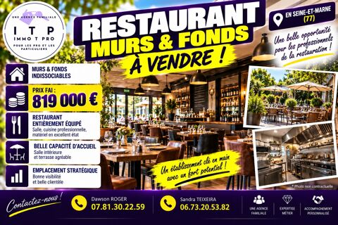 BEAU RESTAURANT TRADITIONNEL LICENCE IV DANS UNE BELLE VILLE DE 819000 77870 Vulaines-sur-seine