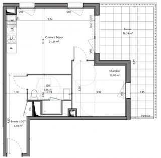  Appartement  vendre 2 pices 44 m