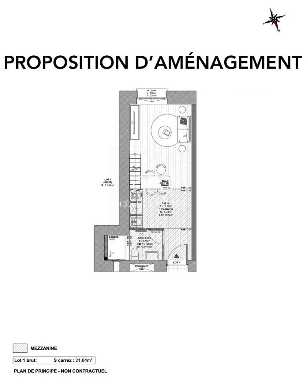 Lyon 2e - Studio - 27m² - Plateau à rénover