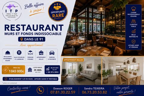 MAGNIFIQUE RESTAURANT MURS & FONDS INDISSOCIABLE DANS UNE VILLE 1045000 91540 Mennecy