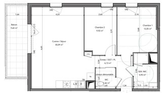  Appartement  vendre 3 pices 65 m