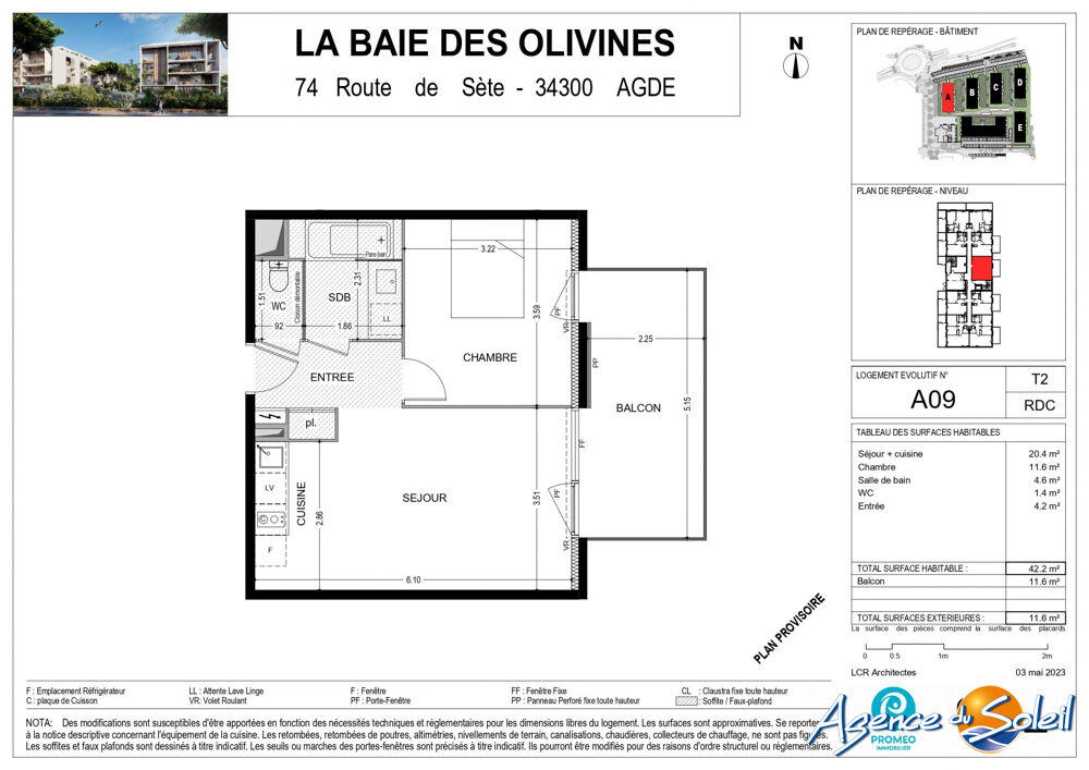 Location Appartement À louer – T2 neuf de 42,20 m² avec balcon et parking – Sec Agde
