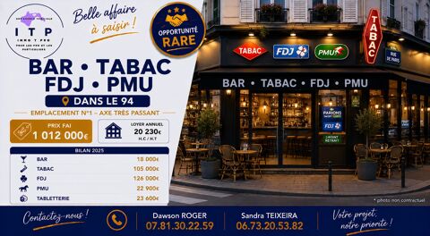 BEAU BAR TABAC FDJ PMU DANS UN SECTEUR RECHERCH&Eacute;E DU VAL DE MAR 1012000 94000 Créteil