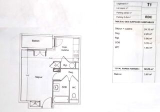  Appartement � vendre 1 pi�ce 32 m�