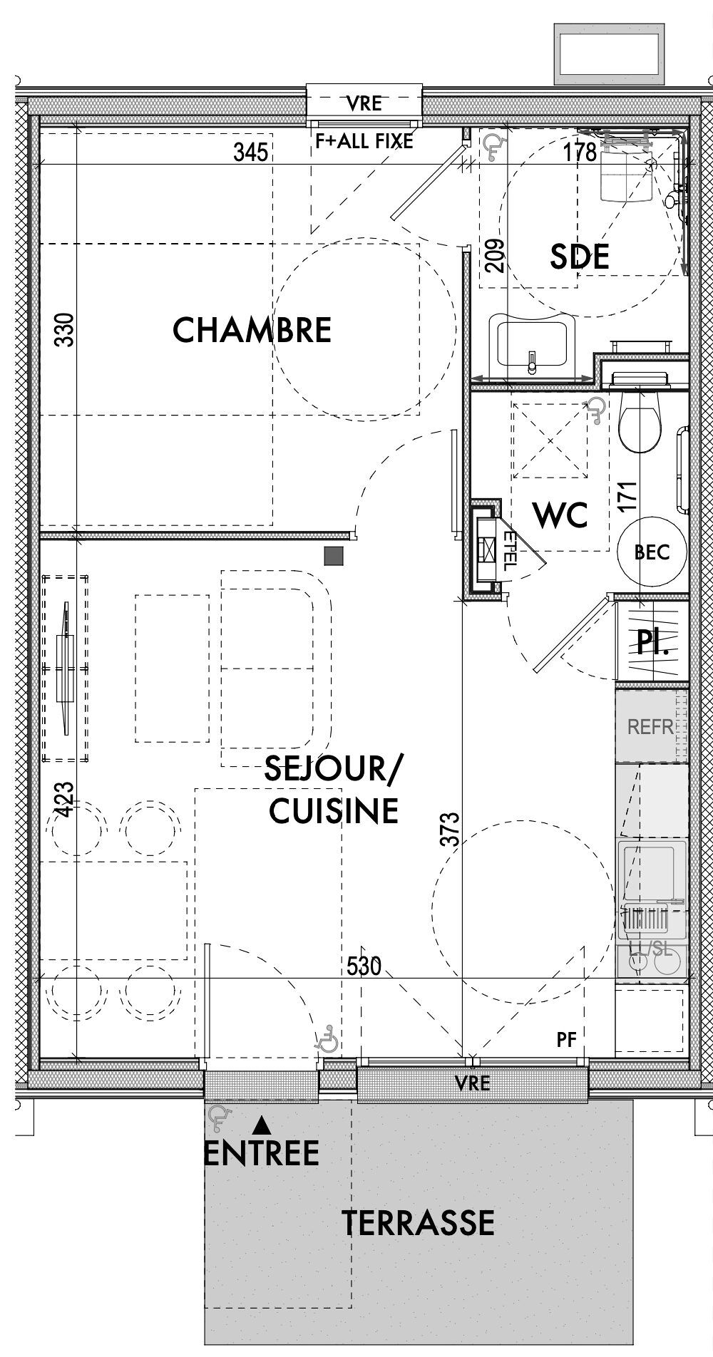 Maison T2 tout finie indépendante / village Senior