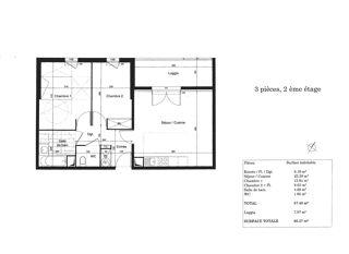  Appartement � vendre 3 pi�ces 57 m�