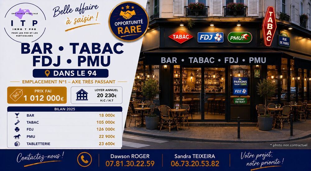   BEAU BAR TABAC FDJ PMU DANS UN SECTEUR RECHERCHÉE DU VAL DE MAR 