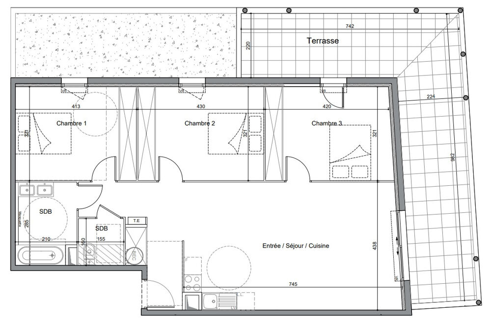 Vente Appartement appartement T4 90 m2 terrasse 34 m2 Montpellier