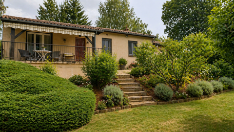   CONTEMPORAINE DE PLAIN PIED SUR BEAU TERRAIN PAYSAGE DE 3440 m2 A 3 KILOMETRES DU CENTRE VILLE DE GOURDON Maison - 6 pi�ce(s) - 95 m�