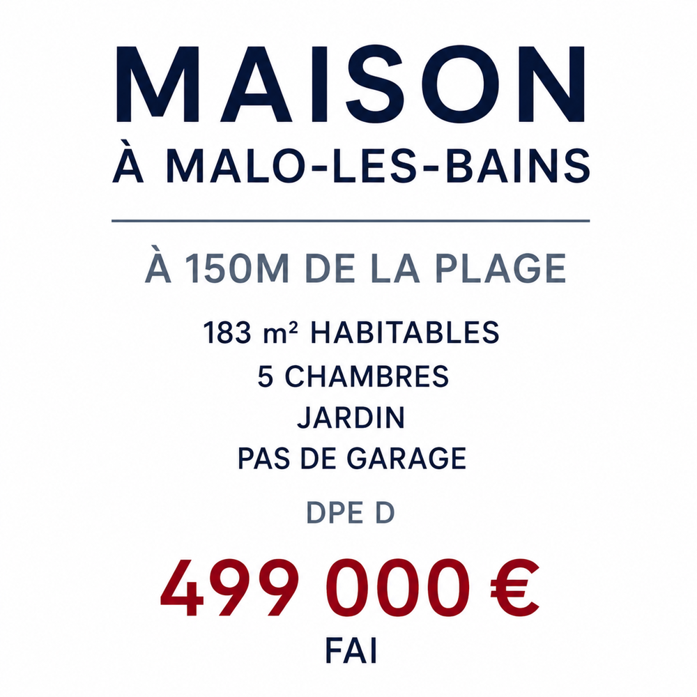 Maison 6 pièces 190 m² · à Dunkerque · 190 m² · 499 000 €