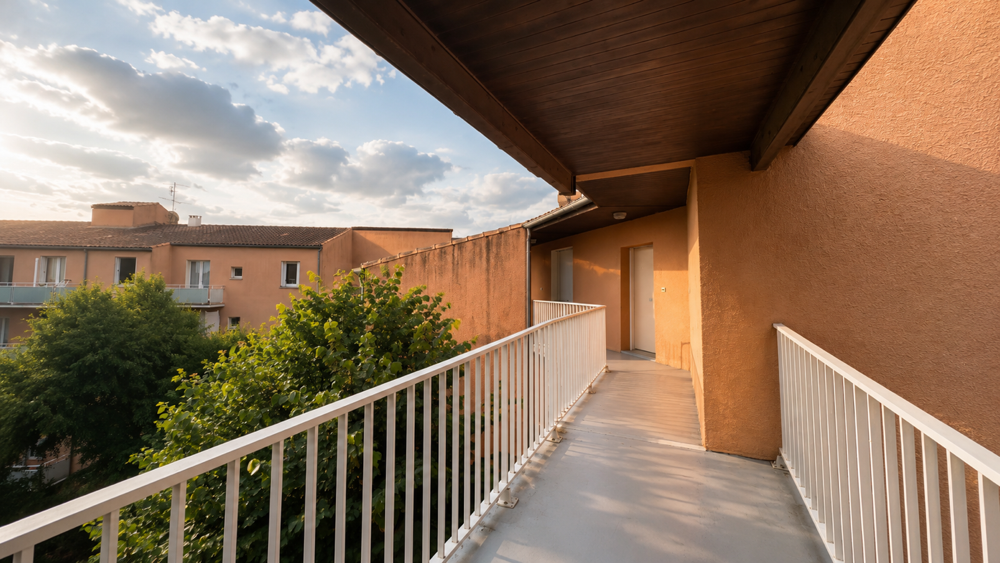 Appartement T3 de 74m2 habitable au 4ème et dernier étage avec balcon, dans résidence sécurisée avec tennis et