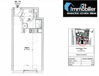  Appartement à vendre 1 pièce 33 m²