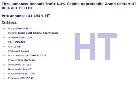 Trafic L1H1 3T 2.0 BLUE DCI 150 GRAND CONFORT EDC 2023 occasion 49070 Saint-Lambert-la-Potherie