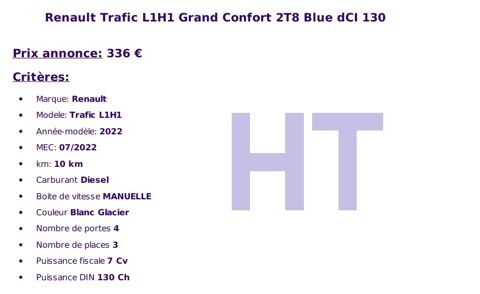 Trafic L1H1 2T8 2.0 BLUE DCI 130 GRAND CONFORT Easy Link 2022 occasion 49070 Saint-Lambert-la-Potherie