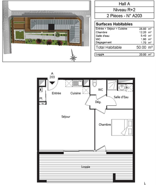  Appartement  vendre 2 pices 50 m