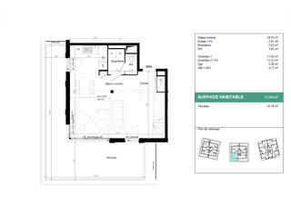  Appartement � vendre 3 pi�ces 74 m�