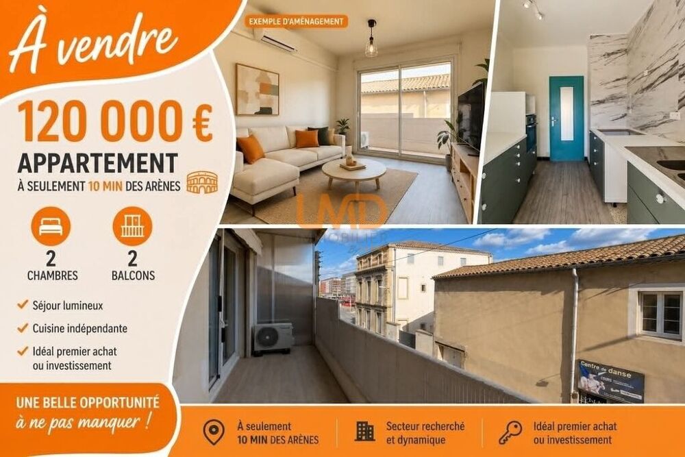 Appartement 3 pièces 64 m² · à Nimes · 64 m² · 120 000 €