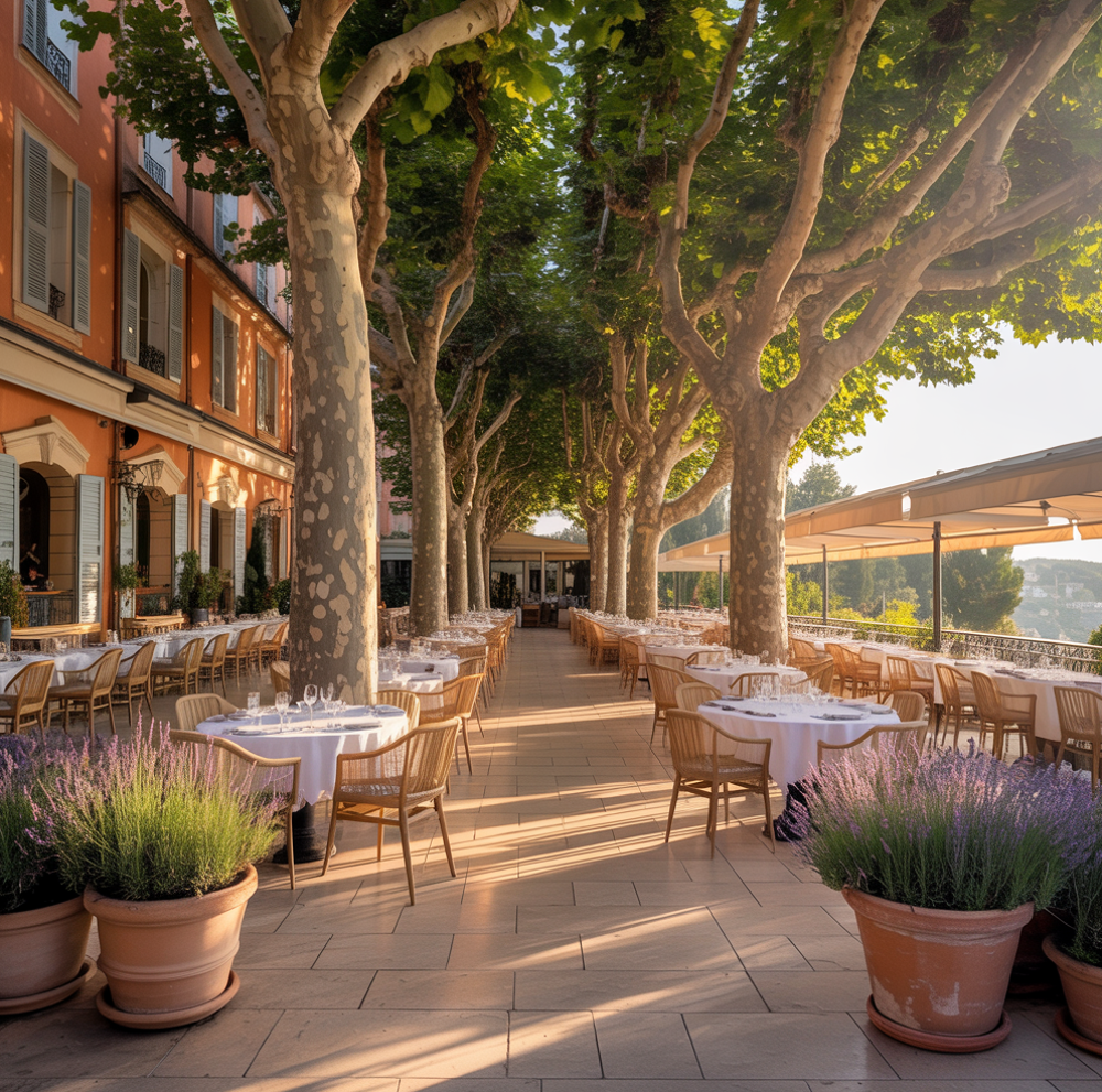   Restaurant - Bar à vins rue piétonne avec vue mer - Côte d'Azur 