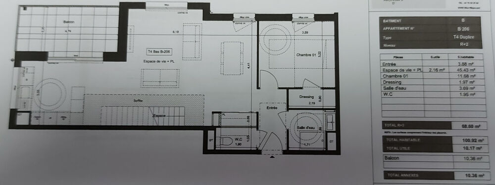 Vente Appartement T4 duplex dernier étage  100,92 m2   Résidence neuve avec prestations - Archamps Archamps
