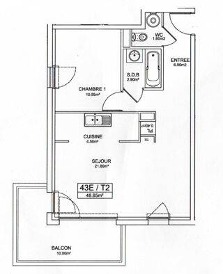  Appartement  vendre 2 pices 49 m