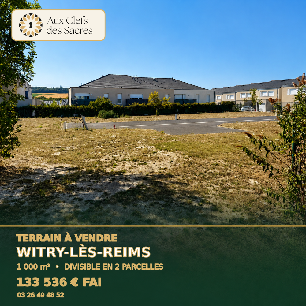 Vente Terrain Terrain avec des droits à bâtir à acheter à Witry-Lès-Reims proche Reims Reims