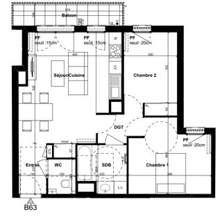  Appartement  vendre 3 pices 57 m