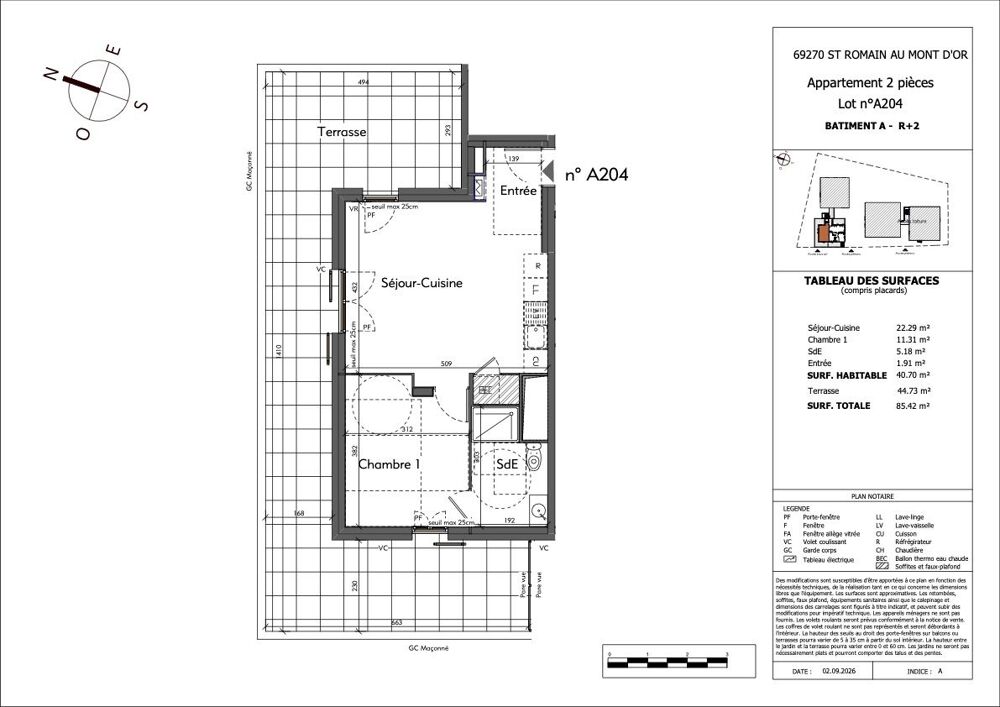 Vente Appartement 2 Pièces LLI + Jeanbrun dernier étage Saint romain au mont d'or