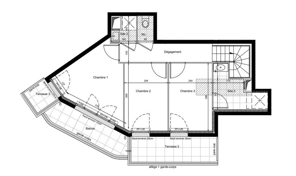 4 Pièces 4P duplex 94m2 - Terrasse 74m2 - PK