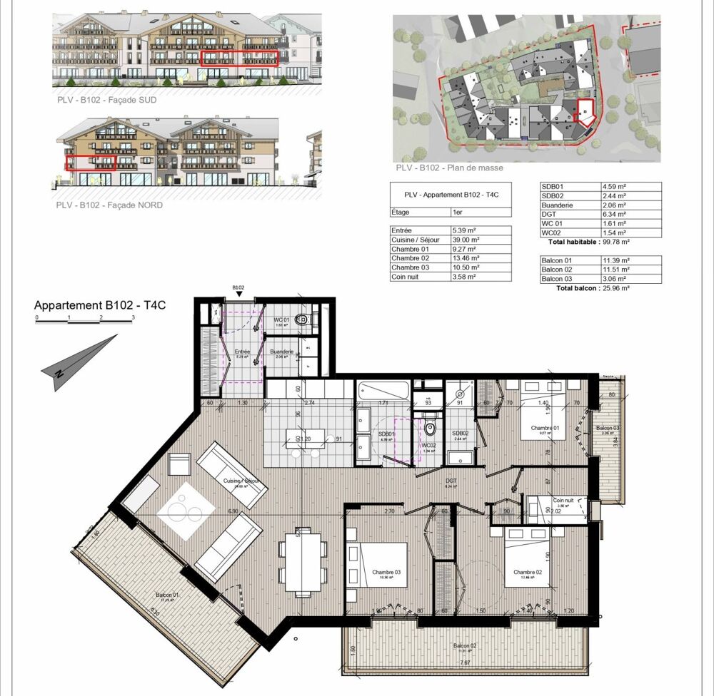 Vente Appartement 5 Pièces B102 - 4 chambres + 1 cabine Samoens