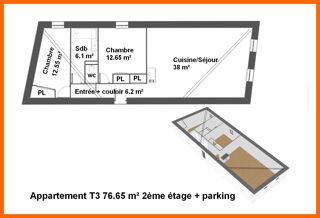  Appartement à vendre 3 pièces 76 m²