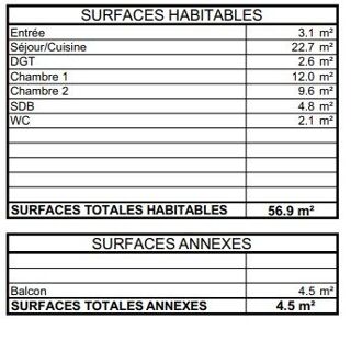  Appartement � vendre 3 pi�ces 57 m�