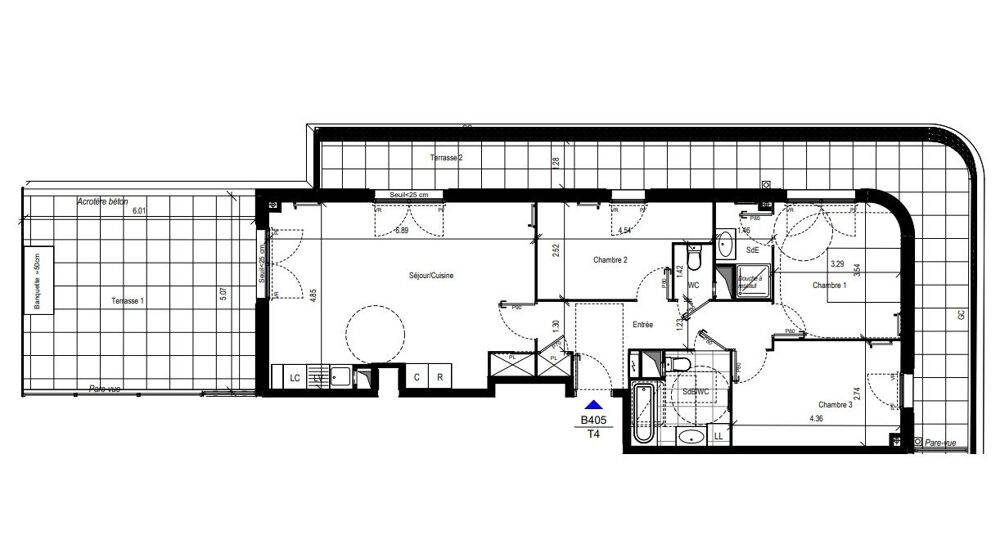 Vente Appartement 4 Pièces 4P 85m2 - 60m2 terrasse - 2 PK L'hay les roses