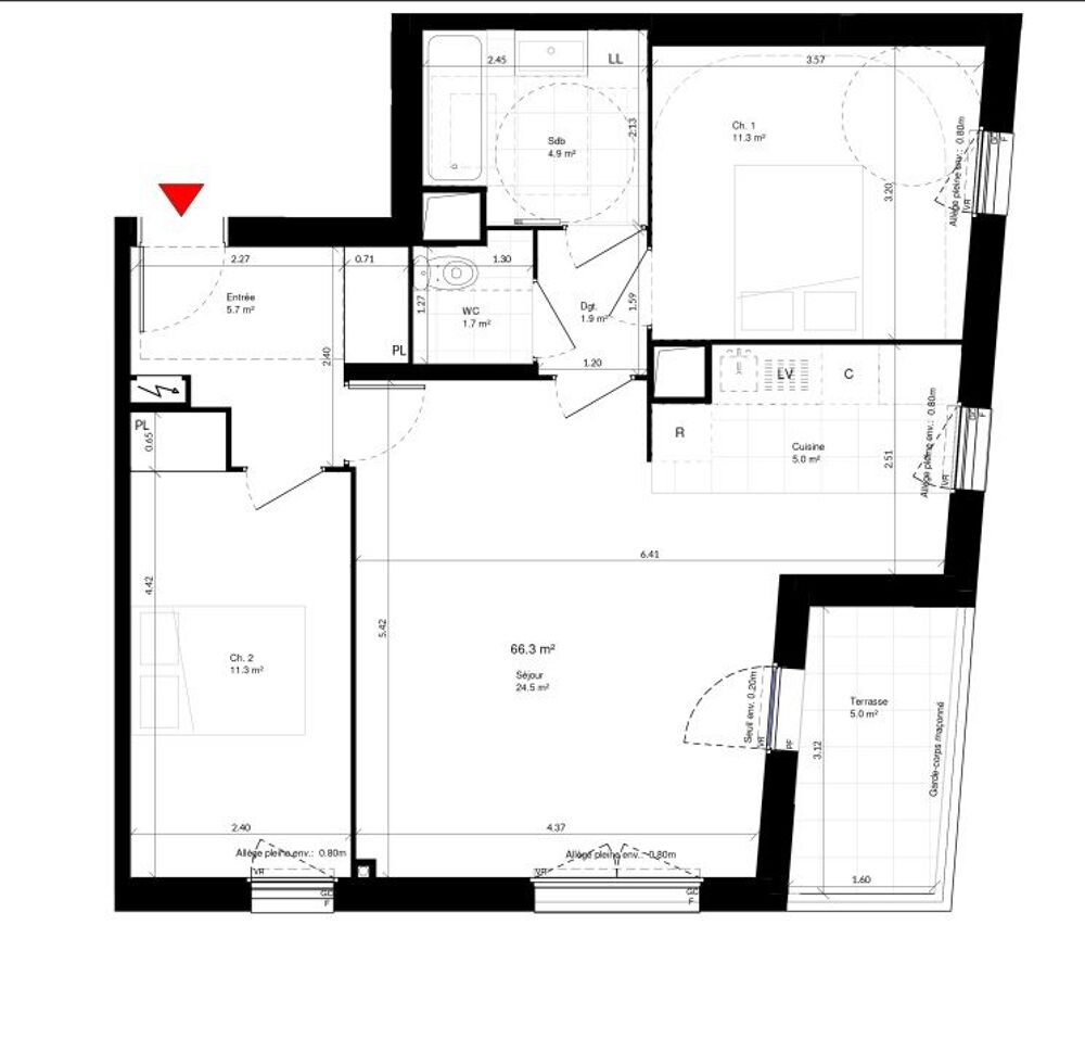 Vente Appartement 3 Pièces 3P 66m2 - 5m2 terrasse - parking Ivry sur seine