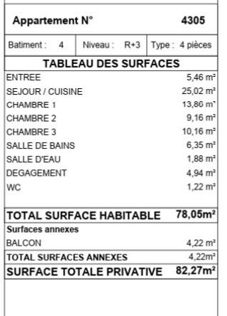  Appartement � vendre 4 pi�ces 78 m�