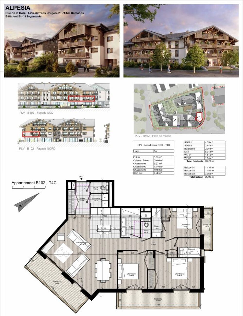 Vente Appartement 5 Pièces B102 - 4 chambres + 1 cabine Samoens