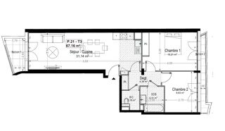  Appartement à vendre 3 pièces 67 m²